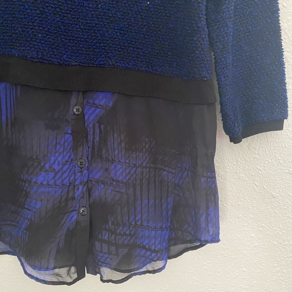 Elie Tahari x DesignNation Boucle/Chiffon Sweater - Picture 4 of 7